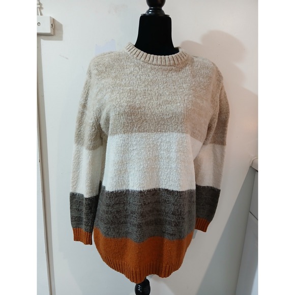 Universal Thread Women Striped V Neck Long Sleeve Sweater Size M - Picture 4 of 7